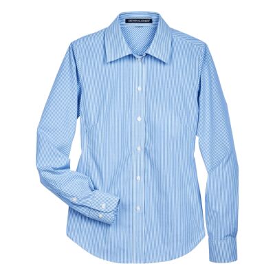 Women's Crown Collection® Banker Stripe Woven Dress Shirt Thumbnail