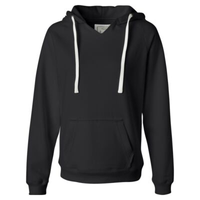 Women's Sueded V-Neck Hooded Sweatshirt Thumbnail
