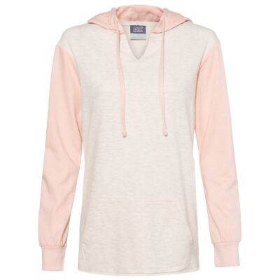 Women’s French Terry Hooded Pullover with Colorblocked Sleeves Thumbnail